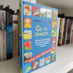 Recenzja książki Grzegorza Kasdepke "Co to znaczy...". Kolorowa okładka z zabawnymi ilustracjami zapowiada 101 historii, które pomogą zrozumieć znaczenie słów.