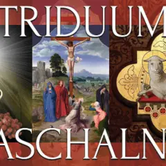 Symbole Triduum Paschalnego: Hostia, kielich, chleb, winogrona, ukrzyżowanie Jezusa, Baranek Boży.
