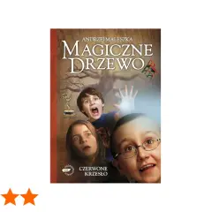 Recenzja książki "Magiczne drzewo. Czerwone krzesło" Andrzeja Maleszki. Trójka dzieci z przerażeniem patrzy na coś poza kadrem.