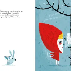 Ilustracja z Czerwonym Kapturkiem i wilkiem. Kto jest autorem książki Czerwony Kapturek? To pytanie zadaje sobie wielu czytelników.