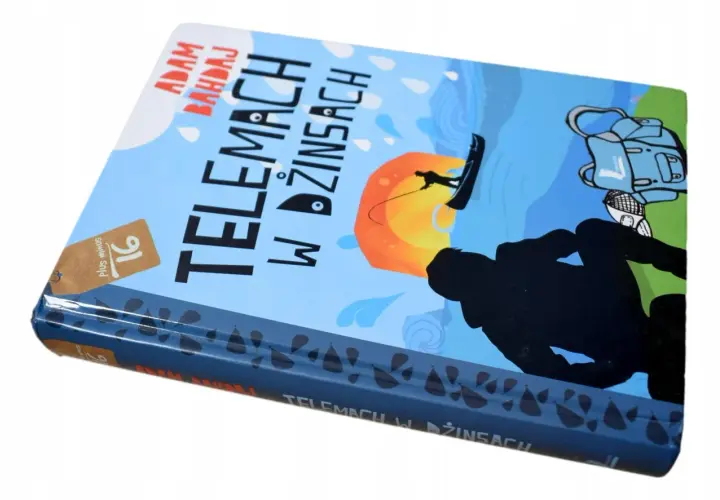Recenzja książki "Telemach w dżinsach" Adama Bahdaja. Okładka przedstawia kajakarza na tle zachodzącego słońca.