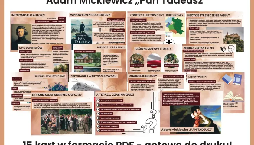 Podsumowanie recenzji książki "Pan Tadeusz" Adama Mickiewicza: informacje o autorze, streszczenie, motywy, język i ciekawostki.