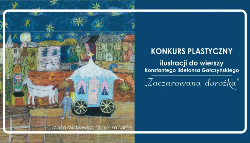 Ilustracja do wiersza „Zaczarowana dorożka” Konstantego Ildefonsa Gałczyńskiego. Kolorowa, dziecięca wizja magicznej podróży.