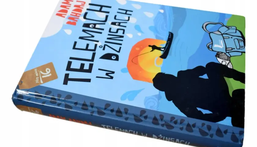 Recenzja książki "Telemach w dżinsach" Adama Bahdaja. Okładka przedstawia kajakarza na tle zachodzącego słońca.